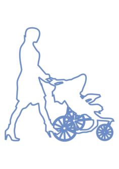 Mum Pushing Pram Stroller Family Silhouette Kids Coloring Pages, Free Vectors File
